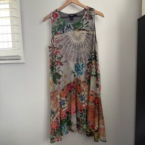 Desigual Large Lucille Tank Dress Asymmetrical Grey Colorful Flowy Spring